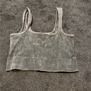 Zenana Outfitters Green Ribbed Crop Top